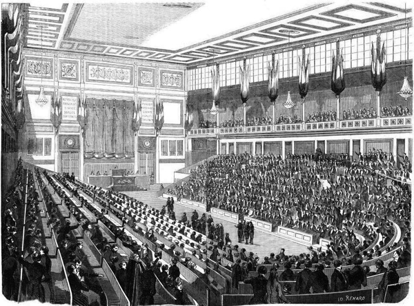 Interior of Assemblée Nationale in 1848. It seated 900 Deputies.