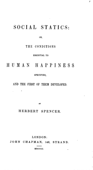 Spencer, Social Statics (1851)