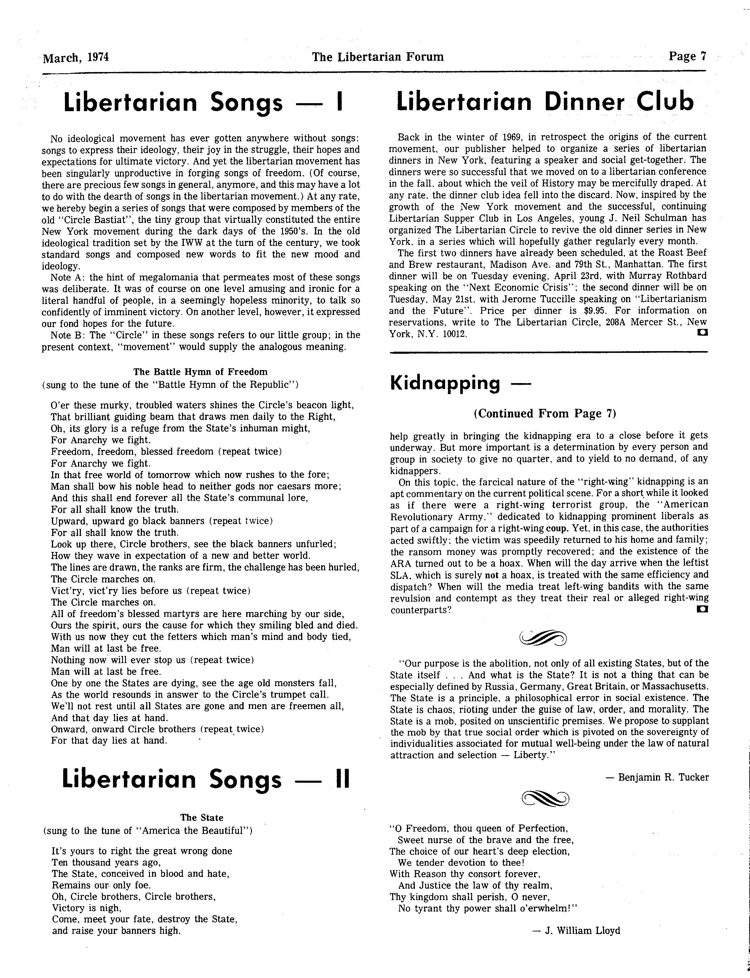 Libertarian Songs 1974